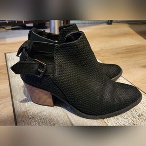 Black Qupid Perforated Ankle Boots